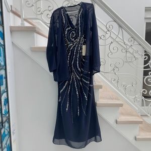 Navy Darkblue Mother of the Bride Gown / Evening Gown / Wedding Guest Dress